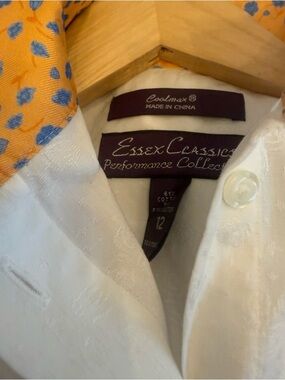 Essex Classics Girls' White Button-Up Shirt with Orange & Blue Accent - Size 12